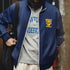 Color-Block Embroidered College Jacket – Spring Zip-Up Retro Hoodie
